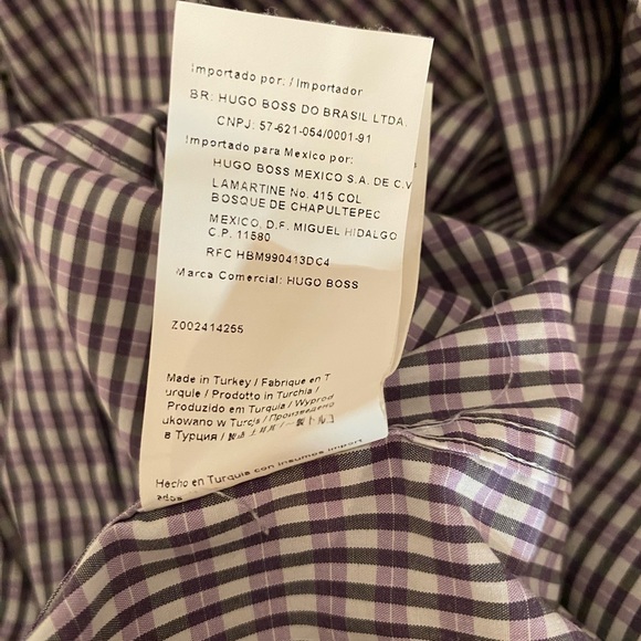 HUGO BY HUGO BOSS Men’s Gingham Button Down Shirt Sz XXL Slim Fit - Picture 9 of 9